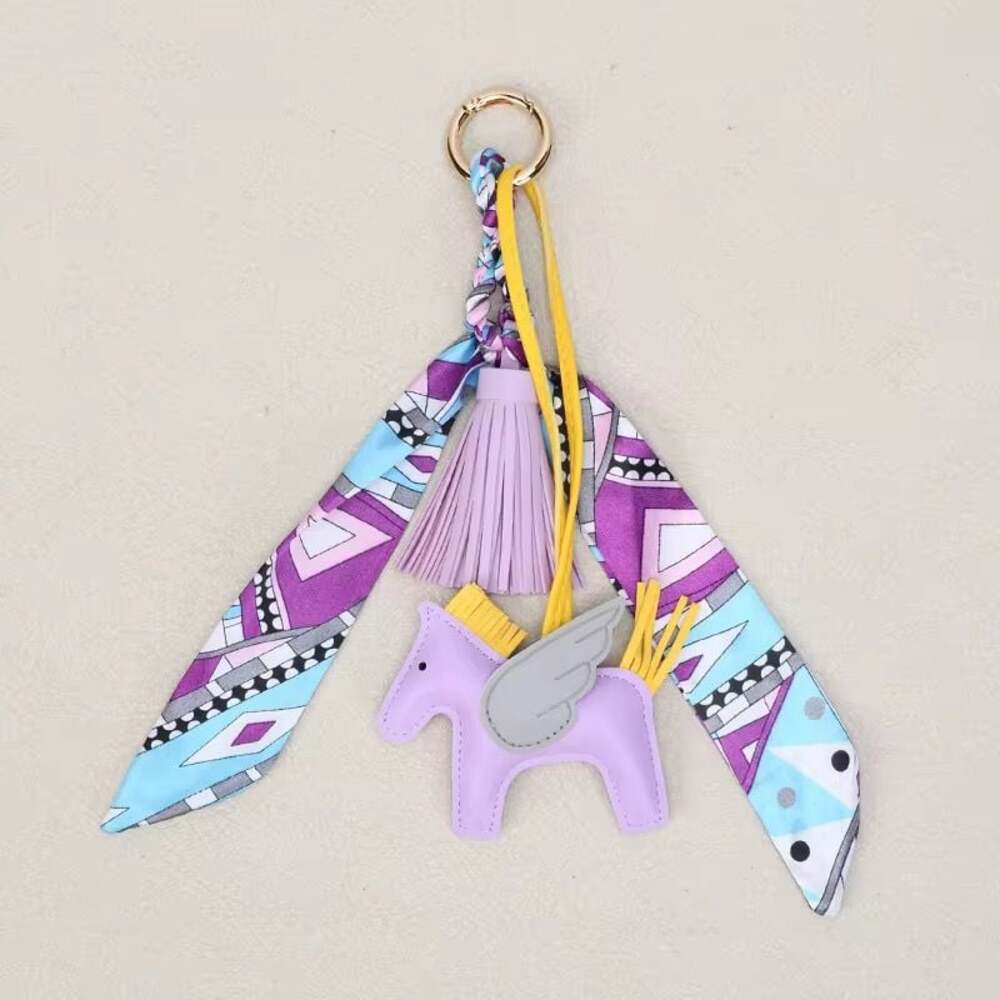 Lavender Horse & Tassel Charm w/ Twilly Scarf Bag Charms